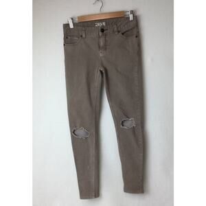 Free People Khaki Distressed Skinny Jeans Size 2 W26
